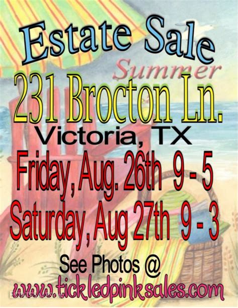Estate sales victoria texas - Sep 29, 2022 · Estate of Virginia Welder. estate sale • 4 day sale • sale is over. Address The address for this sale in Victoria, TX 77901 will no longer be shown since it has already ended. Dates. Thu. Sep 29. 9am to 5pm. 2022. Fri. 